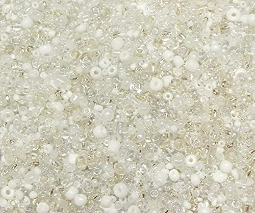 3000 cuentas de cristal de 2 mm, 3 mm, 4 mm, redondas, con agujero, tamaños y colores surtidos, pequeñas (blanco)