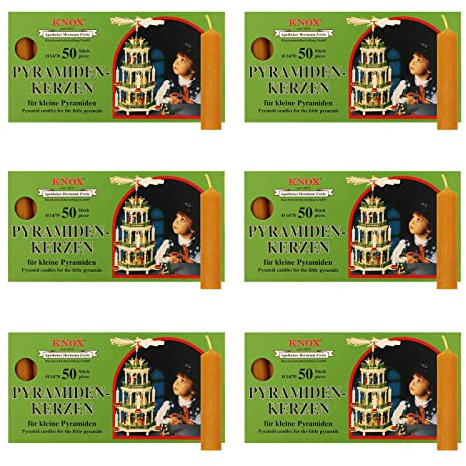 OLShop AG Knox Pyramidenkerzen Natur, 6er Pack (6 x 50 Stück), Größe: ca. 14 x 70 mm Weihnachtskerzen