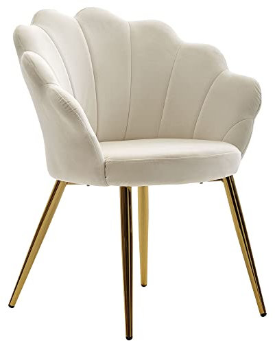 KADIMA Design Chaise de Salle à Manger Tulipe Velours Blanc tapissé