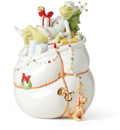 Lenox Grinchie Gifts Cookie Jar, 5.07, Green