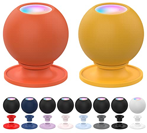 For Google Home Pod Mini Holder Plain Silica Gel Stand, No Screws Required, Smart Home Speaker Accessories Rack, Space Saving for Kitchen, Bathroom and Bedroom (Google Home Pod Mini, Orange)