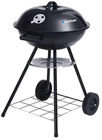 Blaupunkt GC401 - Barbecue a carbonella su ruote, per giardino, con ripiano inferiore, diametro 41 cm, termometro nel coperchio