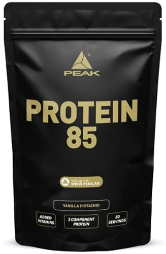 PEAK Protein 85-900g Geschmack Vanilla Pistachio I 30 Portionen I Pulver I Mehrkomponentenprotein I Proteinquelle: Sojaprotein, Casein, Weizenprotein I Vitaminzusatz