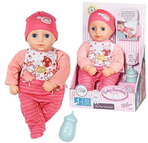 Baby Annabell Zapf Creation 709856 My First Annabell 30 cm - weiche Puppe mit Strampler, Mütze, Flasche und Schlafaugen, geeignet ab 1 Jahr.