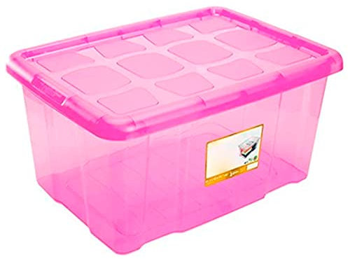 Acan Tradineur – Caja de Almacenamiento N.º 18 – Capacidad de 60 litros – Fabricado en España - Contenedor para almacenar Juguetes, Libros, Ropa, Mantas (Color Rosa)