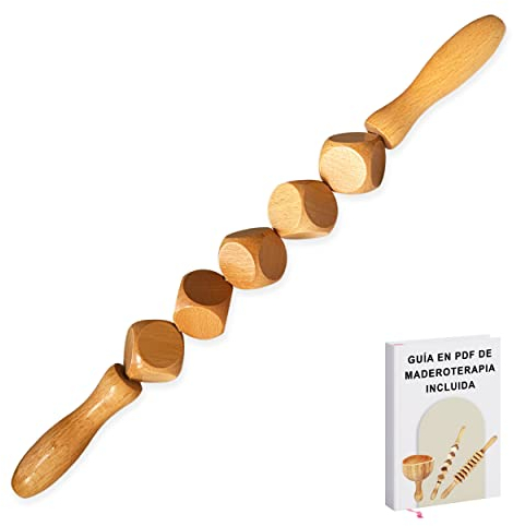 Ph Pro Heat Rouleau Massage Bois - Maderotherapie Corps Relaxant - Massage Anti Cellulite - Massage Drainage Lymphatique Corps Complet avec Guide d'utilisation PDF.