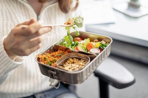 ECO Brotbox Marmita auslaufsichere Brotdose | designt und produziert in Portugal| dreiteilig mit Behältern für Soßen und Extra-Snacks und flexiblen Trennsteg