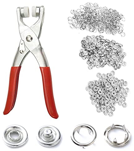 Feste Knöpfe Werkzeug,Druckknopf-Werkzeug-Set,Druckknöpfe Mit Zange,Zange Für Druckknöpfe,Druckknöpfe Kit,Ösen Druckknöpfe Kit,Annähen Werkzeug Snaps,Druckknopfzange,100 Sets Druckknopf Set Mit Zange