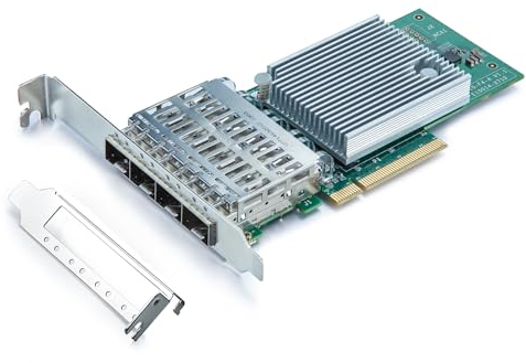 H!Fiber.com 10G NIC,Quad SFP+,10GbE Ethernet Netzwerk-Karte,SPEC Compatible zu X710-DA4,mit Intel XL710-BM1 Chip,Unterstützung Windows Server/Linux/VMware (Nicht Unterstützung X11, MAC)