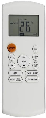 RG57A7/BGEF - Mando a distancia de repuesto para aire acondicionado Midea RG57A6/BGEFU1 CR166-RG57A6EU-6 RG57D/BGE RG57B/BGE RG57B2/BGE RG57/BGE RG57A/BGE