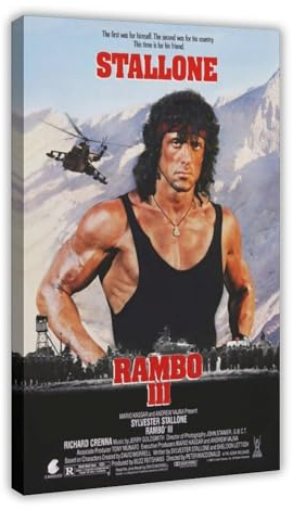 EYEZER Rambo 3 Filmposter auf Leinwand, Wandkunst, Dekor, Bild, Gemälde für Wohnzimmer, Schlafzimmer, Dekoration, Rahmenstil, 60 x 90 cm