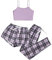 GORGLITTER Damen 3er Set Cami Schlafanzug Plaid Pajamas Set Nachtwäsche Schlafhose Kariert Schlafanzüge Hausanzug Schwarz und Violett S