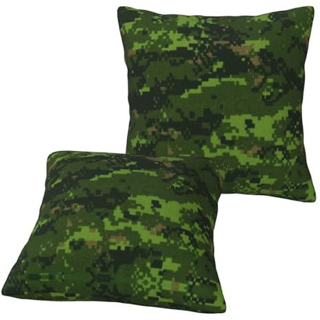 Jmorco Green Army Digital Camouflage Deko-Kissenbezüge, hochwertig, weich, quadratisch, dekorativ, für Sofa, Schlafzimmer, Auto, 40,6 x 40,6 cm, 2 Stück