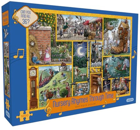 Gibsons Games Nursery Rhymes Through Time 1000 Piece Jigsaw Puzzle | Sustainable Puzzle for Adults | Premium 100% Recycled Board | Great Gift