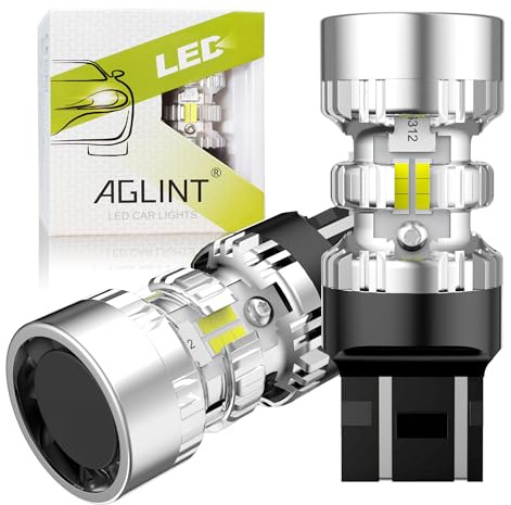 AGLINT T20 W21W LED Bulb CANBUS Anti Hyper Flash Reverse Light White 2Pcs | Error Free W21/5W 7440 7443 for 12V Car Backup Daytime Running Tail Parking Brake Stop Turn Signal Lights 6500K White 2Pcs