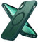 DUEDUE Cover Magnetica per iPhone XR 6.1[Compatibile con MagSafe], Custodia Opaca per iPhone XR Case con Pulsante metallico Ultra-Sottile TPU Silicone Anti-Scivolo, Verde