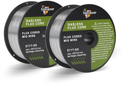 haxiaoer Filo Animato per Saldatura MIG Senza Gas Flux 0,8mm 2kg per Saldatrice No Gas, Cavo Universale per Saldatura MIG MAG, E71T-GS, D100