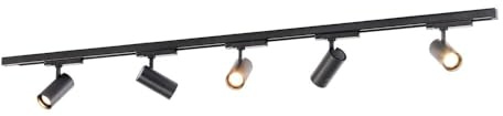 Qub Zoom LED Schienensystem – I-Form – 200cm – 5x Spots – 3-Phasen – Deckenstrahler Schwarz – Einstellbare Helligkeit 20W/25W/30W – Farbtemperatur 2700K/3000K/4000K (Warmweiß bis Tageslichtweiß)