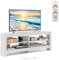 COSTWAY Meuble TV Angle, Meuble Télé avec Prise, 2 Prises, 2 USB, 1 Type-C, Petit Meuble TV pour 65, Meuble TV Bois 3 Niveaux, 4 Etagères Ouvertes (Blanc)