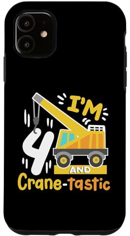 Hülle für iPhone 11 4. Baugeburtstagsparty für Kinder, I'm 4 Crane Digger Boys