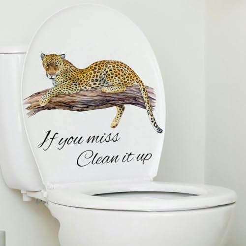 Toilettensitz Wandaufkleber Toilettenaufkleber, 30 * 20CM 2 Stück schwarze Buchstaben Leoparden-Toilettensitzaufkleber for Deckel Badezimmerwand Autoaufkleber
