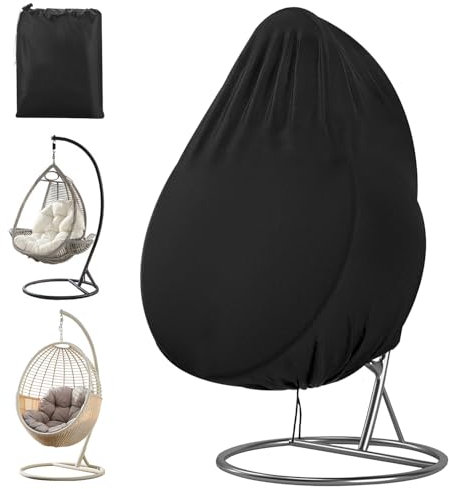 Funda para Silla Colgante Impermeable,210D Oxford-Tela Cubierta con Cremallera y Cordón, Impermeable Anti-Viento Anti-UV Chair Cover para Silla colgante Egg Jardin Exterior Balcon, 190 x 115cm