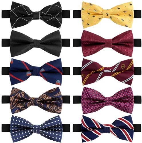 HMIEPRS 10 Pezzi Papillon da Uomo, Multi-colore Affari Tuxedo Papillon per Gli Uomini Ragazzi, Classico Pre-legato Suit Cravatte, Regolabile di Lusso Formale Collo Bowtie per Affari Matrimonio Partito