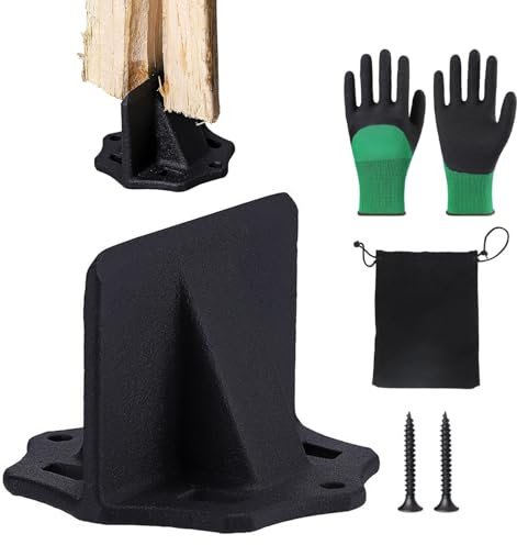 Manual Log Splitter Wedge, Portable Kindling Splitter for Wood with Rubber Gloves and Storage Bag, Manual Wood Splitter Wedge with Screws, Wood Cutter Tools