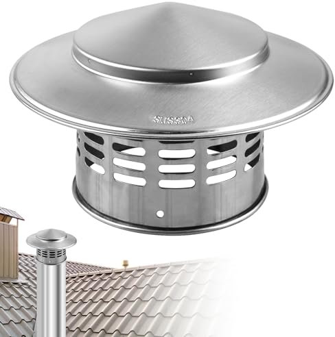 Schornsteinabdeckung Edelstahl, Schornstein Regenhaube, Kaminabdeckung Kamin Schornsteinaufsatz Schornsteinhaube Kaminaufsatz Kaminhut Kaminhaube Schornsteinkappe Einsteck Für Ofenrohre Kamin(110mm)