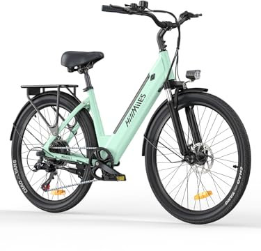 MileCity1 26 Adult Electric Bike, 7 Speed ​​Electric Bicycle with 36V 13Ah Removable Battery, 25km/h & 80-100km Range E-bike for Urban Commuter, IP65 Waterproof (MileCity1, Green)