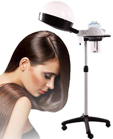 680w Debout Sèche-Cheveux et Cuiseur Vapeur Professionnel Processeur De Couleur De Cheveux Accélérateur Plaque Chauffante Salon De Coiffure Maison Coiffure Réglable Capuche avec Roues (Blanc) A