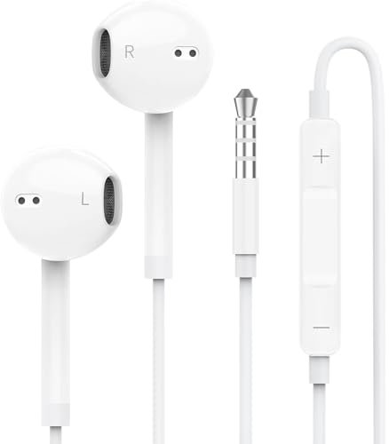 Ecouteurs Filaire pour Samsung, 3,5mm Intra-Auriculaires Écouteurs avec Microphone et Contrôle du Volume, HiFi Stéréo Casque Jack 3,5mm pour iPhone/iPad/Sony/Google/MP3/MP4/Smartphones Android/PC