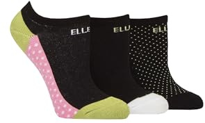 ELLE Cushioned No Show Socks - Ladies Soft Breathable Bamboo Invisible Low Cut Socks Multipack of 3 (UK, Numeric, 4, 8, Regular, Regular, Wasabi Blush)