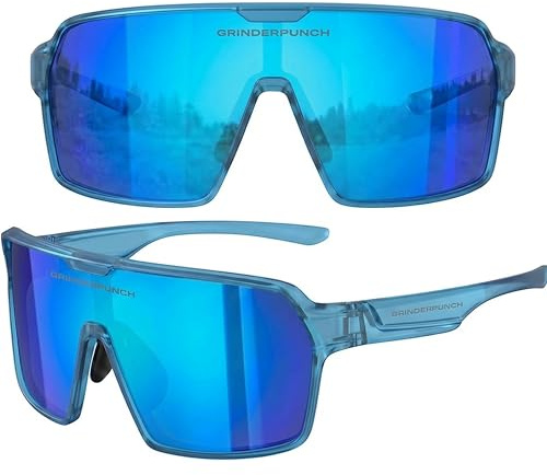 grinderPUNCH Polarisierte Sport-Sonnenbrille für Herren und Damen, leichte Sonnenbrille mit UV-Schutz für Schnee, Wandern, Radfahren, Laufen und Angeln (Blau)