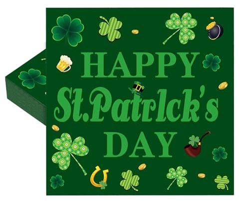 St. Patrick's Day Papierservietten, St. Patrick's Day Servietten, Happy St. Patrick's Day Lunch-Servietten, St. Patrick's Day Servietten, Kleeblatt-Papierservietten für Zuhause, Abendessen,