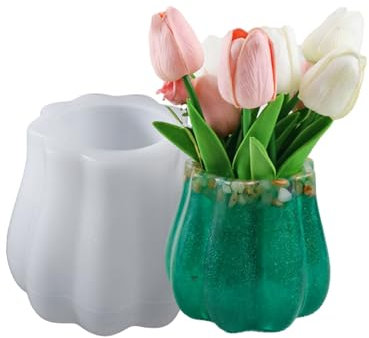 Silikonform mit gewelltem Blumentopf, Blumenvase, Aufbewahrungsbox, Gips, Beton, Formhalter, Kristall, Epoxidharz