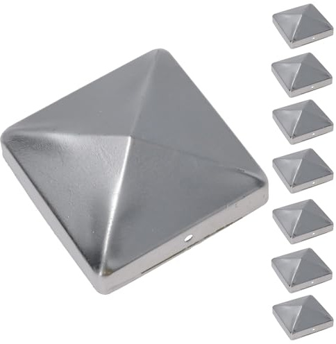 Metal Fence Post Caps for Fence Posts 100mm x 100mm Protector Cover Silver 8pc