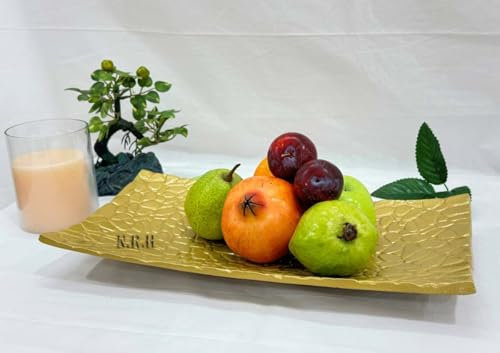 Nautical Replica Hub Bandeja rectangular pequeña dorada – Bandeja decorativa de plástico para servir joyas, aperitivos y decoración del hogar