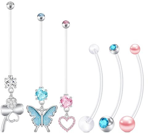 FECTAS Piercing de nombril de grossesse en plastique pour femme enceinte 14 16 18 25 32 35 38 mm, Plastique