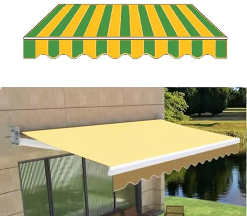 Eqvexd Wasserdichter Markisen-Ersatzstoff, manuell einziehbarer Sonnenschutzstoff, Markisen-Oberabdeckung mit UV-Schutz for Terrassen(B,5x1.5m)