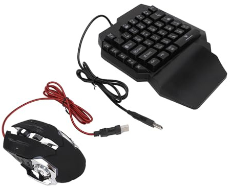 Asixxsix Combo de Teclado y Ratón para Gaming, Soporte 5V 2000Ma Salida Carga Rápida 4 en 1 Teclado para Gaming con una Mano, Equipo de Gaming para PC Gamer