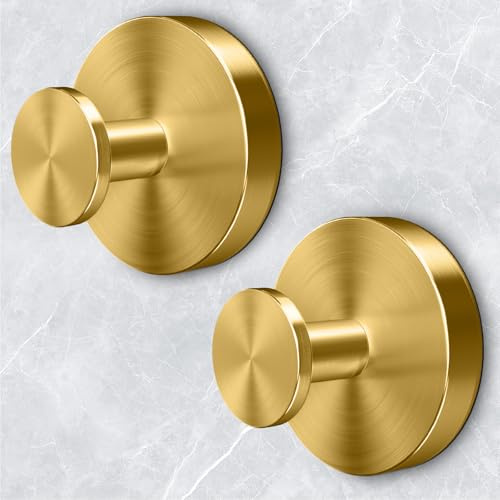 WingWider Shower Hooks for Inside Shower,Heavy Duty 15lbs Large Suction Cup Hooks for Shower,Removable Towel Hooks for Bathrooms,2 Packs(Gold)