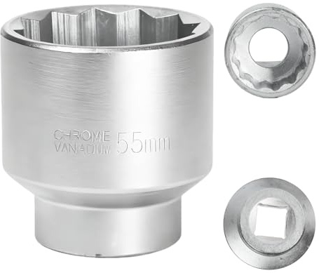 FortuneGlobe Douille 55mm 3/4 12 pans, Douille pour clé 3/4 55mm pour clé CR-MO(Whtie)