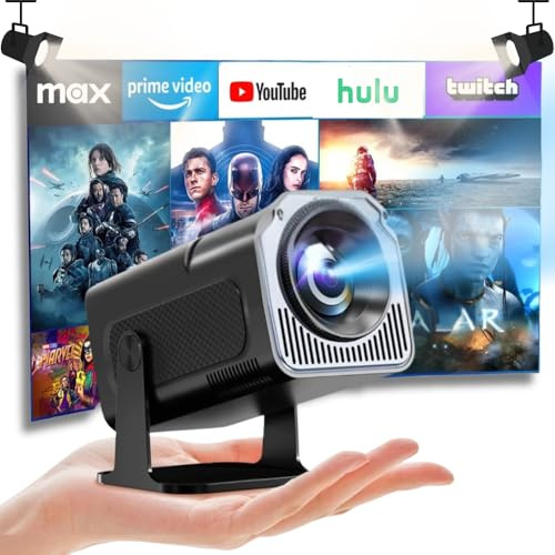 Vidéoprojecteur Portable 4K Support/WiFi 6 / BT 5.4 Android TV & [App intégrée] Mise au Point Automatique,Full HD 1080P, Haut-Parleurs HiFi, Courte Focale, Compatible HDMI/TV Stick/Gaming