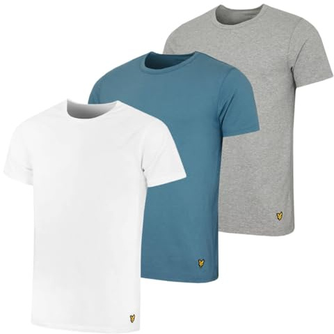 Lyle & Scott Loungewear Basic 3er-Pack T-Shirt, Y198 White/Moonlight/Mid Grey Marl, M