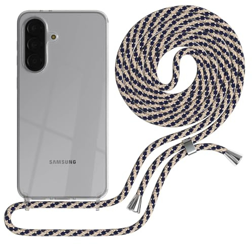 EAZY CASE Handykette kompatibel mit Galaxy A37 Handyhülle mit Umhängeband, Handykordel mit Schutzhülle, Silikonhülle, Hülle mit Band, Stylische Kette für Smartphones, Taupe - Clips Schwarz