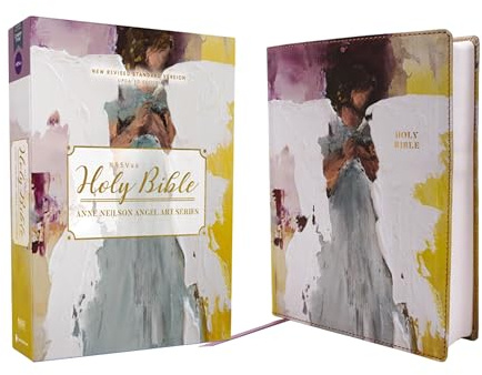 NRSVue, Holy Bible, Anne Neilson Angel Art Series, Double-Column Journal Edition, Leathersoft, Multi-Purple, Comfort Print