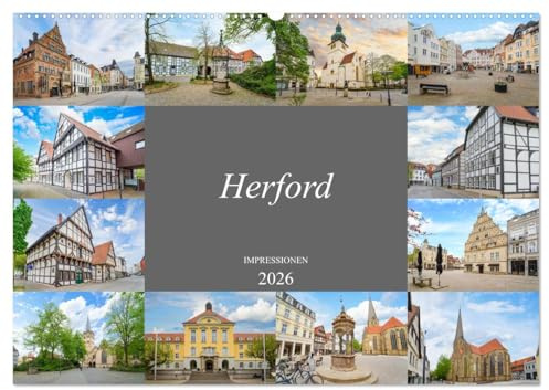 Herford Impressionen (Wandkalender 2026 DIN A2 quer), CALVENDO Monatskalender: Eine Bilderreise durch die romantische Stadt Herford (CALVENDO Orte)