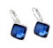 Crystalline Azuria Donna 18ct Placcato Oro Bianco Cristalli Zaffiro simulato Blu Rombo Quadrato Orecchini Pendenti Monachella