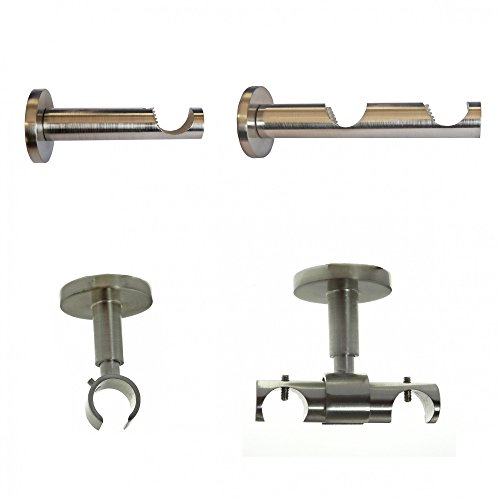 BASIT® Träger 20mm Gardinenstangen Edelstahl look Trägerverläng. H31 H41 D31 D41, Modell:D31 Deckenträger 1-läufig